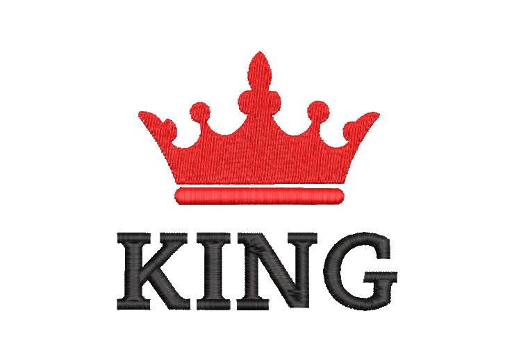 Letra King con Corona Diseños de Bordado