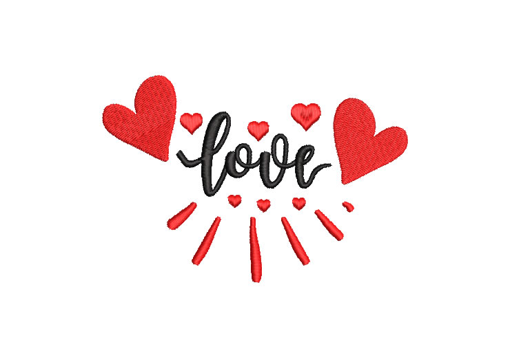 Letra Love con Corazón Diseños de Bordado