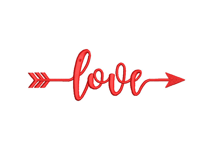 Letra Love con Flecha Diseños de Bordado