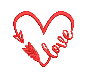 Letra Love en Forma de Corazón Diseños de Bordado