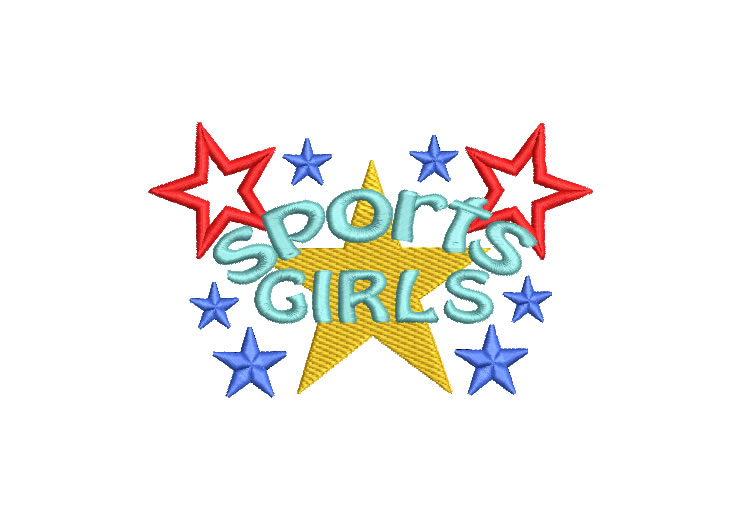 Letra Sport Girls con Estrella Diseños de Bordado