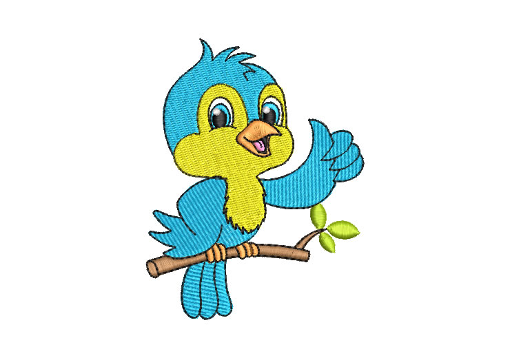 Lindo Pájaro Azul Saludando Diseños de Bordado