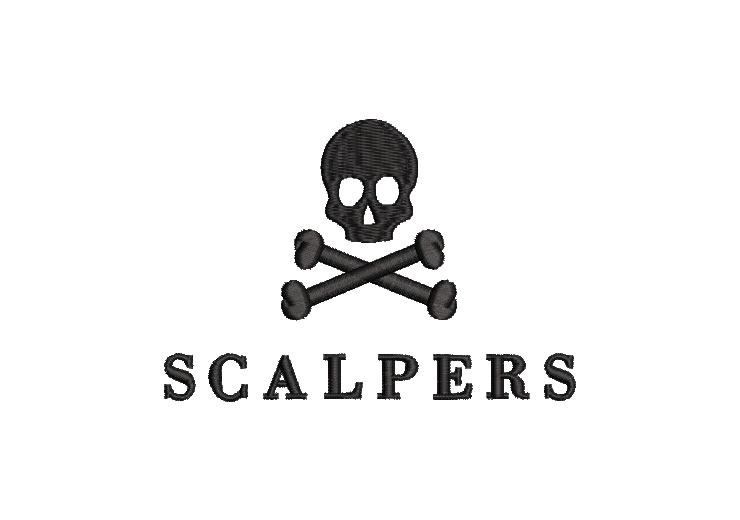 Logo Calavera Scalpers con Letra Diseños de Bordado