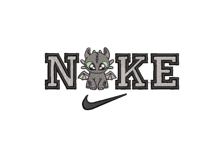 Logo Nike Light Fury Como entrenar a tu Dragon Diseños de Bordado