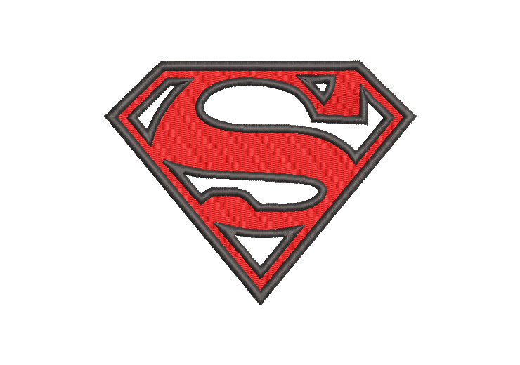 Logo de superman con aplicación para bordar