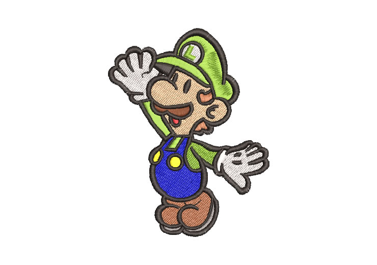 Luigi Super Mario Bros Diseño de Bordado