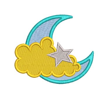 Luna Nube y Estrella Diseños de Bordado