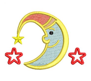 Luna con Estrellas Diseño de Bordado