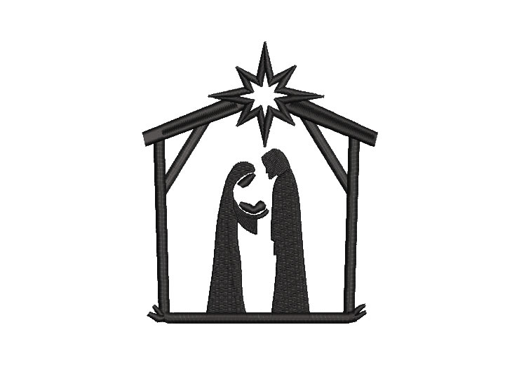 María y José Nacimiento de Jesús con Estrella Diseños de Bordado