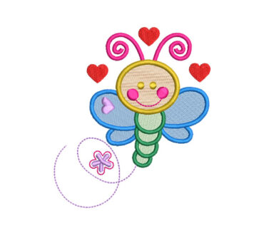 Mariposa Infantil con Corazón Diseños de Bordado