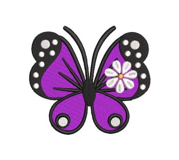 Mariposa Morado con Borde Negro Diseños de Bordado