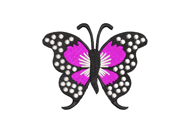 Mariposa Negra con Morado Diseños de Bordado