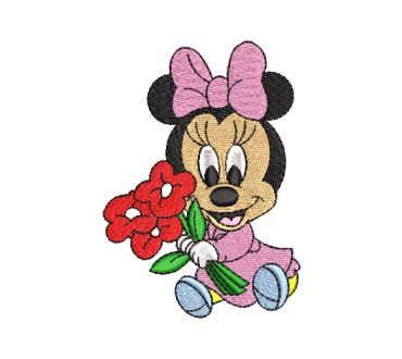 Minnie Mouse Bebé con Flores Diseños de Bordado