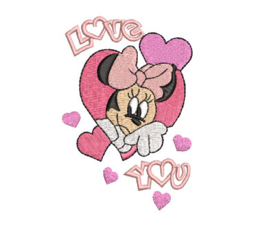 Minnie Mouse con Corazón y Letras Diseños de Bordado