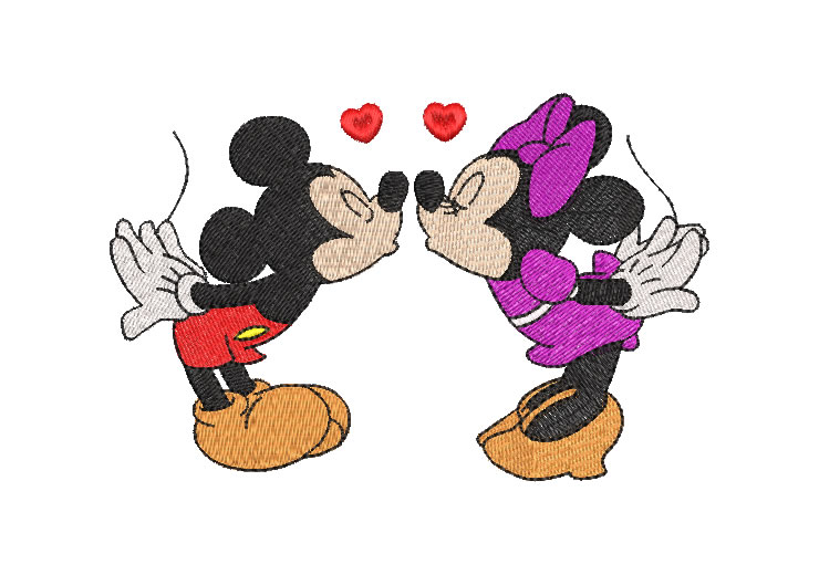 Minnie Mouse y Mickey Mouse Enamorados San Valentín Diseños de Bordado