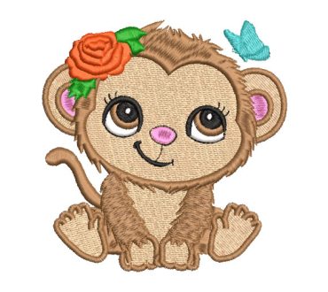 Mono Infantil con Rosa Diseños de Bordado