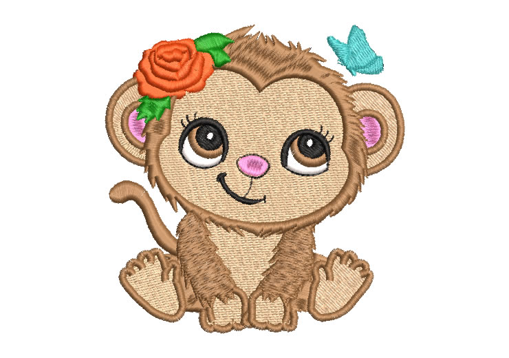 Mono Infantil con Rosa Diseños de Bordado