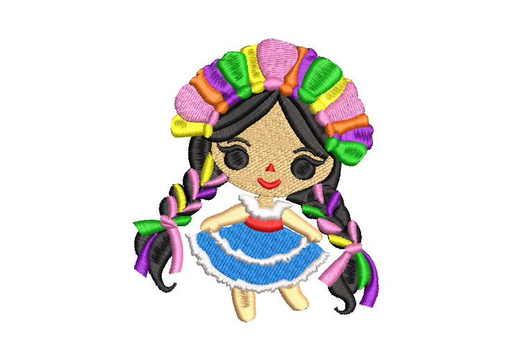 Muñeca Mexicana Frida con Vestido Diseños de Bordado