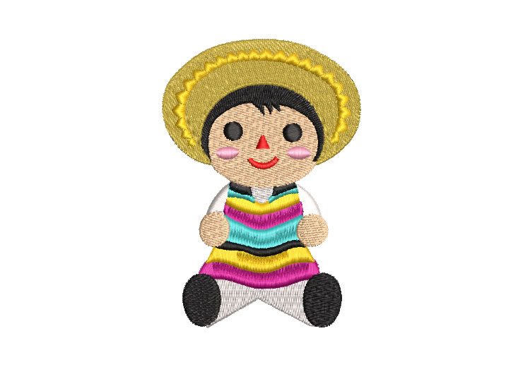 Muñeco Infantil con Sombrero Diseños de Bordado