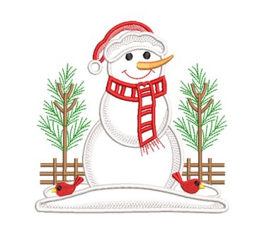 Muñeco de Nieve con Árbol de Navidad Diseños de Bordado