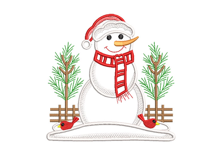 Muñeco de Nieve con Árbol de Navidad Diseños de Bordado