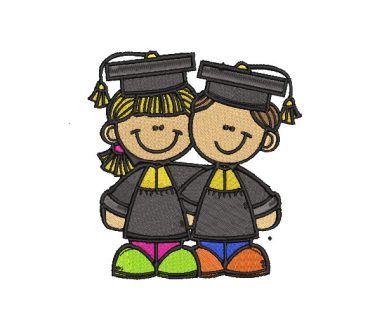 Niños graduados en pareja Diseños de bordado