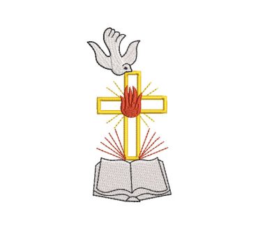 Paloma de Espiritu Santo con Cruz y Biblia Diseños de Bordado