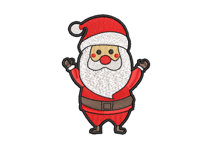 Papa Noel Santa Claus con Manos Arriba Diseños de Bordado