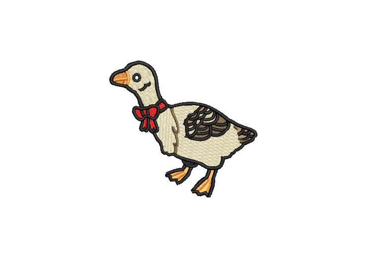 Pato con Corbata roja Diseños de Bordado