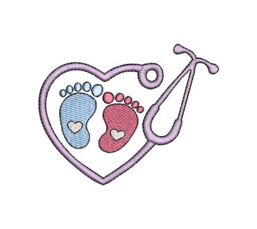 Pies de Bebé y Corazón Diseños de Bordado