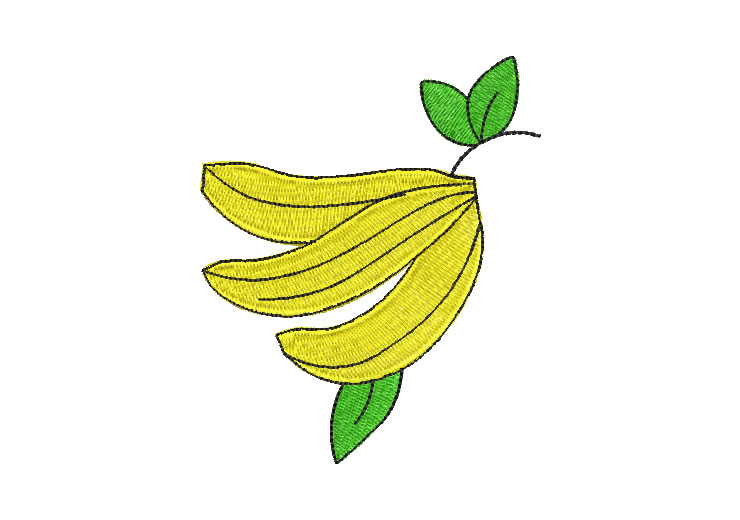 Plátano Frutas con Hojas Diseños de Bordado