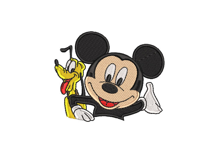 Pluto y Mickey Mouse Diseños de Bordado