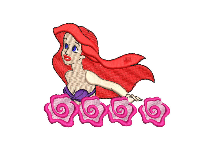Princesa de Disney Ariel Diseños de Bordado