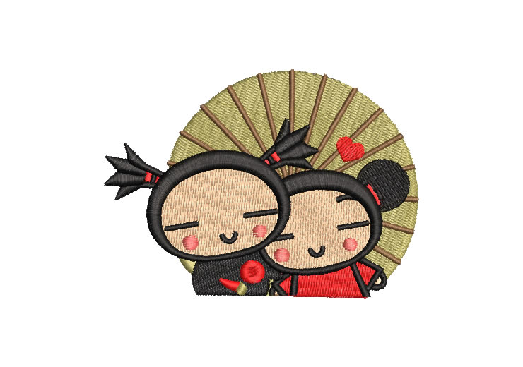 Pucca y su Novio Diseños de Bordado