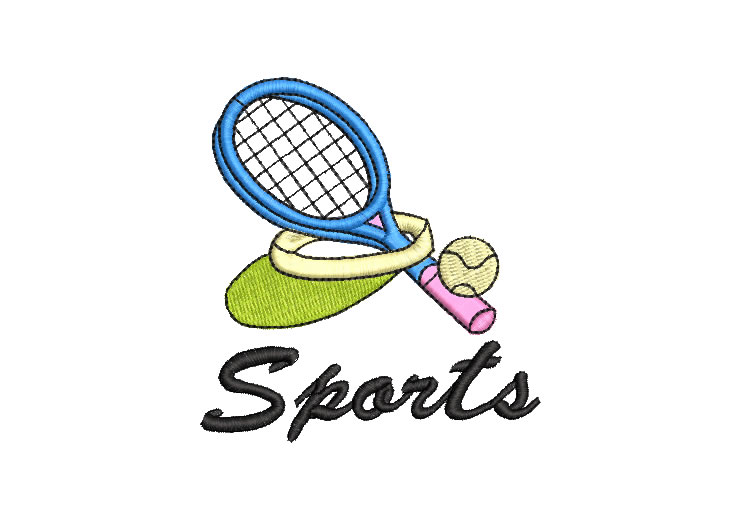 Raqueta de Tenis con Pelota Diseños de Bordado