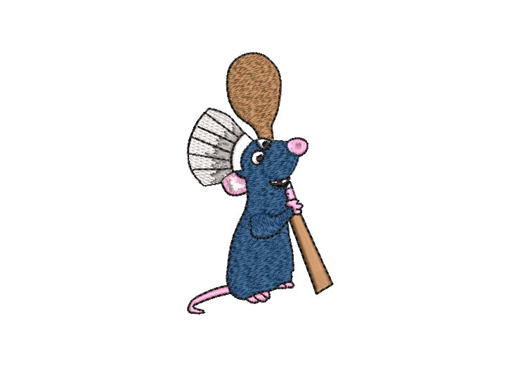 Ratatouille Chef Remy con cuchara Diseños de Bordado