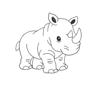 Rinoceronte Silueta Diseños de Bordado