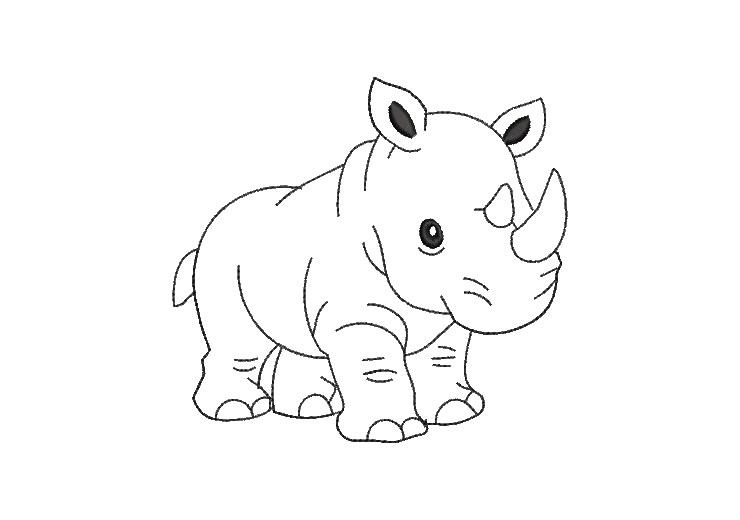 Rinoceronte Silueta Diseños de Bordado
