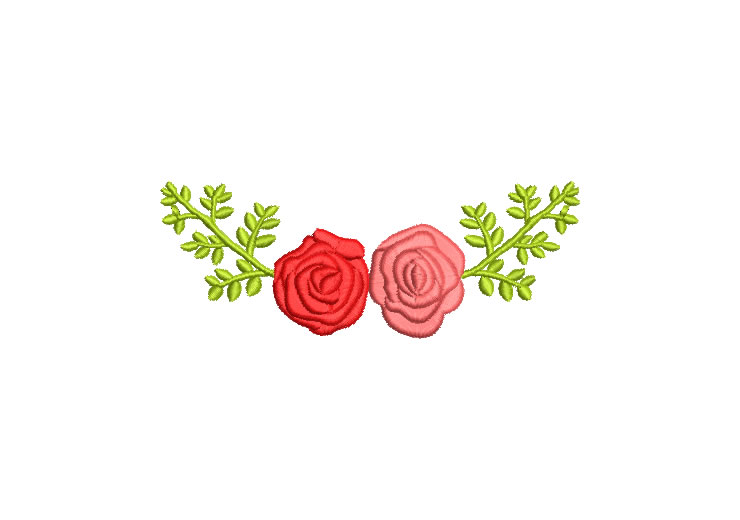 Rosas de Colores con Hojas Verdes Diseños de Bordado