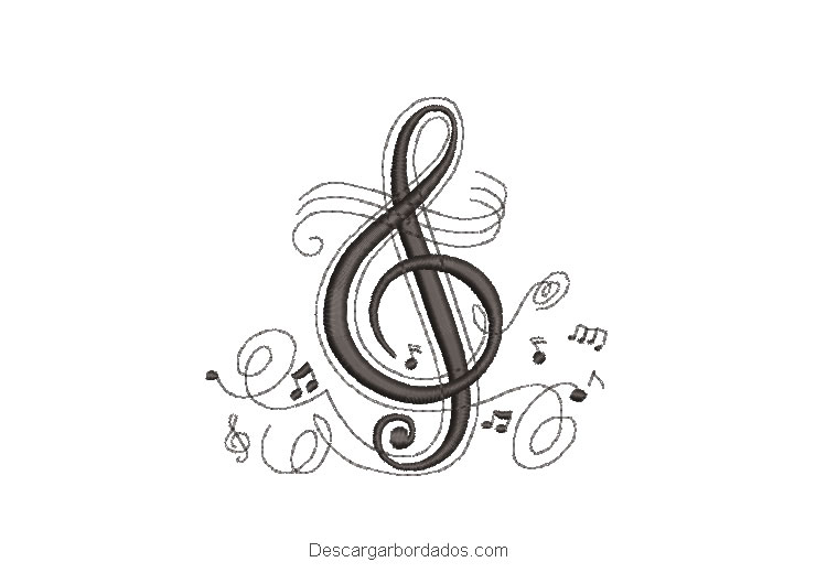 Símbolo de música diseño de bordado