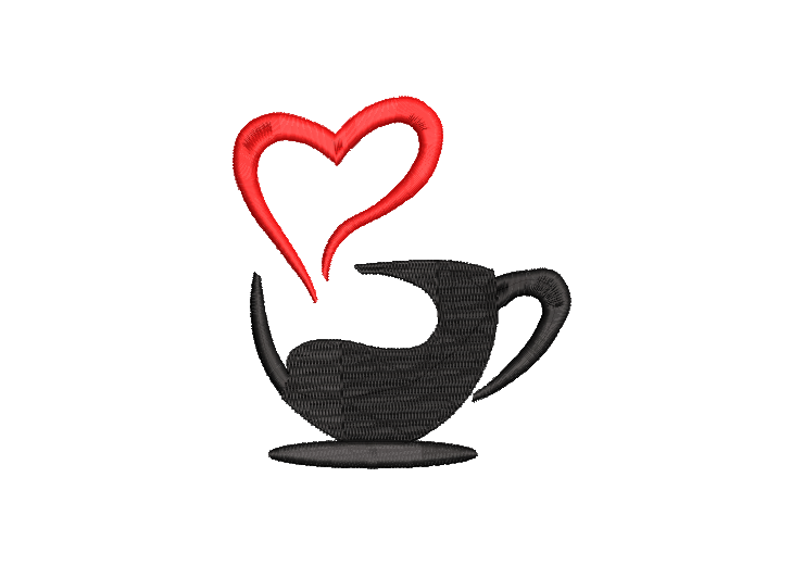 Taza de Café con Corazón Diseños de Bordado