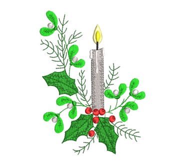 Vela de Navidad con Hojas Verdes Diseños de Bordado