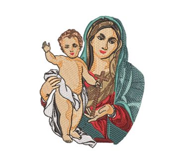 Virgen Maria con Niño Jesús en Brazos Diseños de Bordado