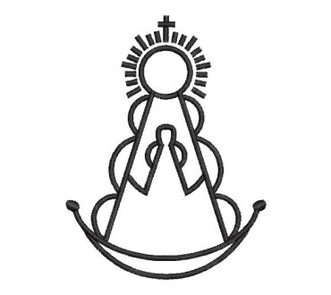 Virgen en Silueta con Corona y el Resplandor Diseños de Bordado