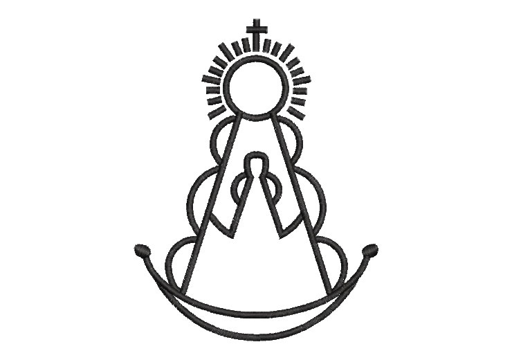 Virgen en Silueta con Corona y el Resplandor Diseños de Bordado