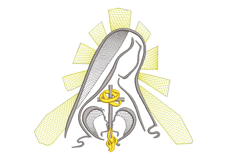 Virgen maría con corazón silueta Diseños de Bordado