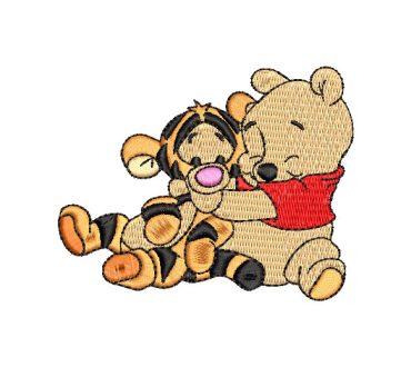 Winnie Pooh y Tigger Abrazados Diseños de Bordado