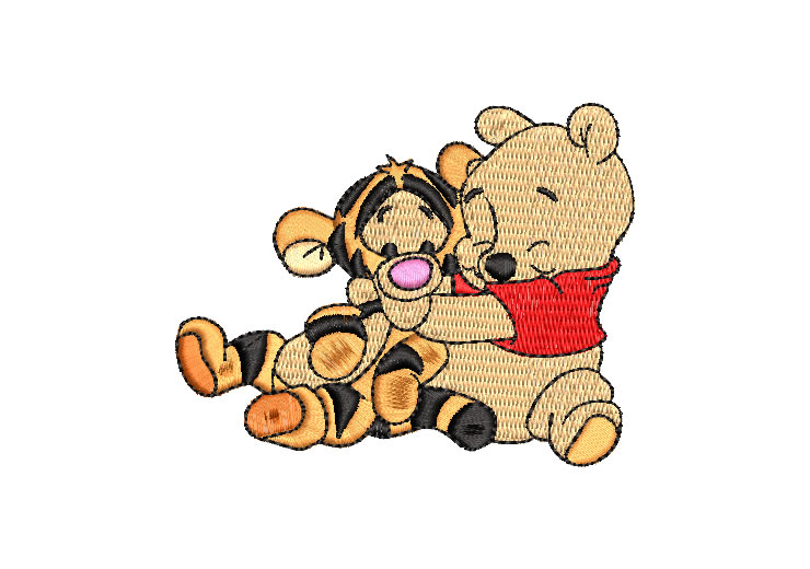 Winnie Pooh y Tigger Abrazados Diseños de Bordado